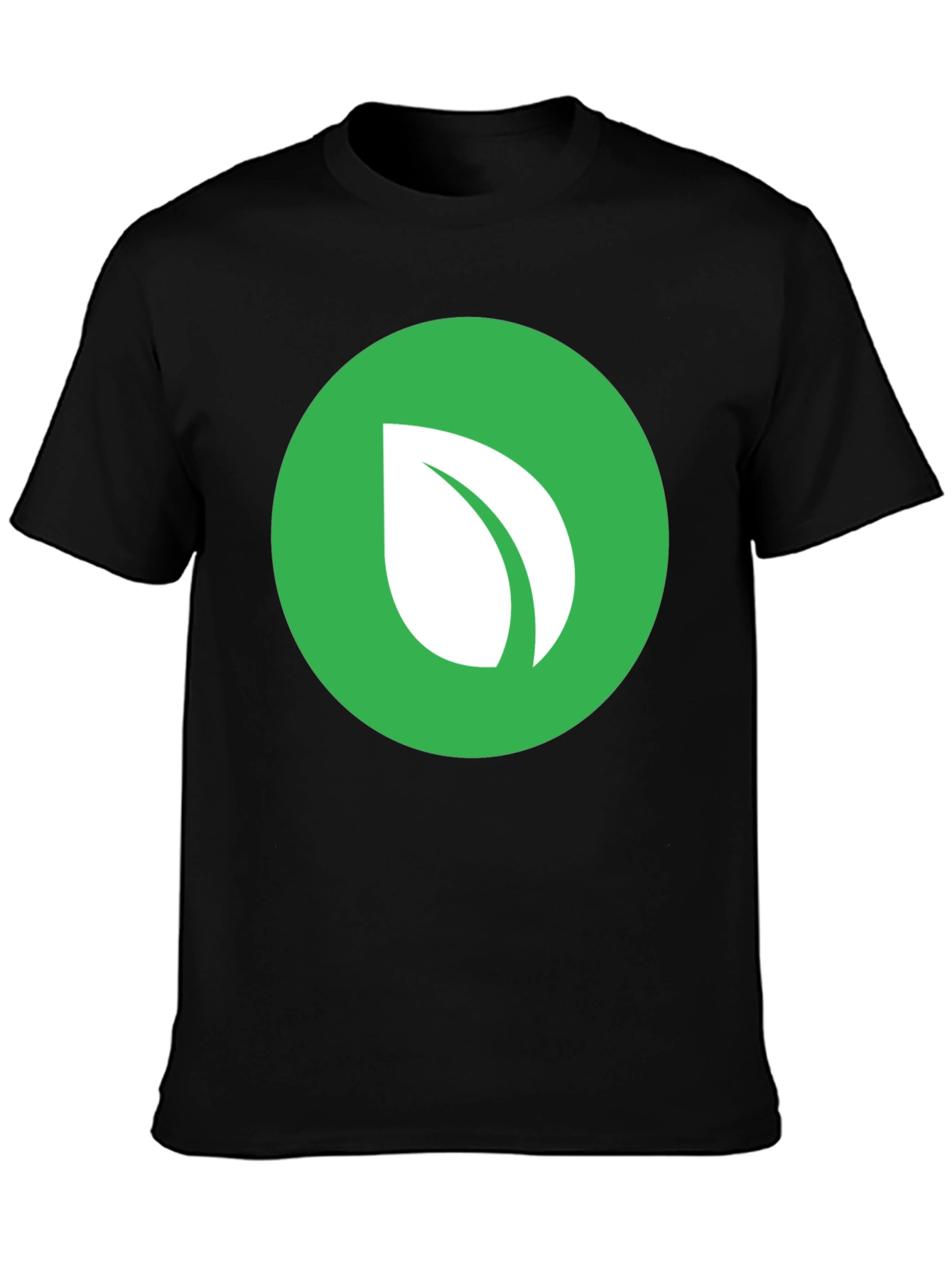 Green Leaf Logo Black T-Shirt