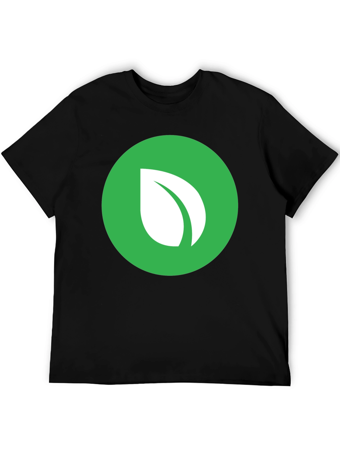 Green Leaf Logo Black T-Shirt