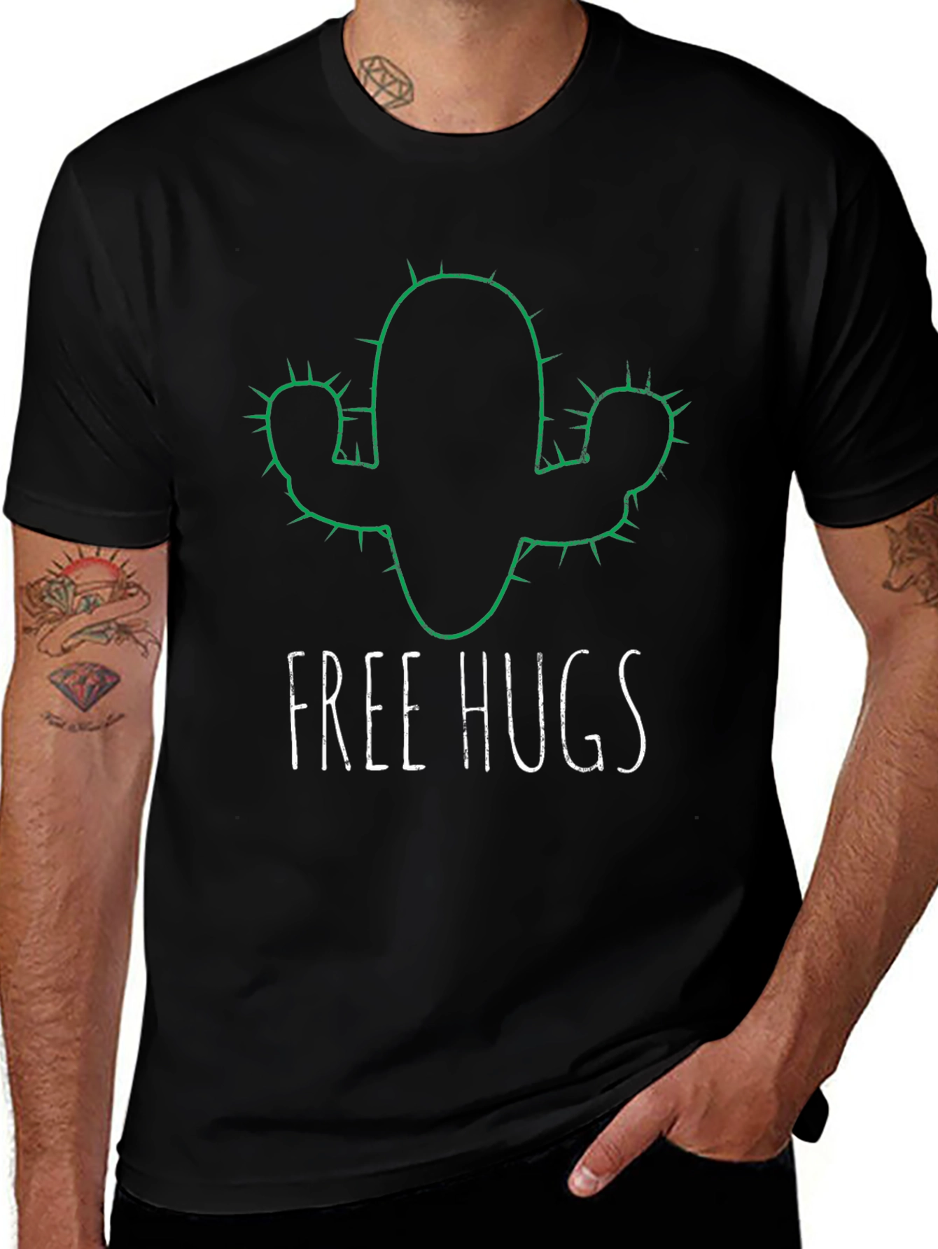 Free Hugs Cactus Graphic T-Shirt - Soft Cotton Tee