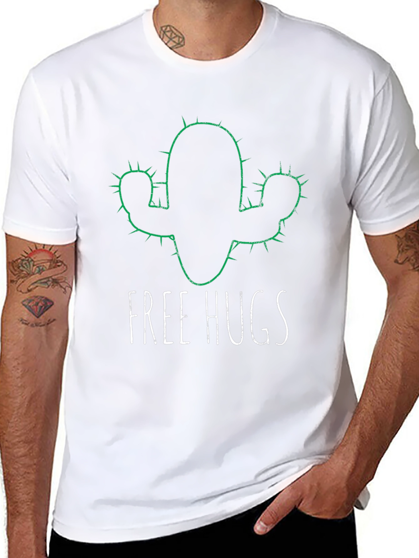 Free Hugs Cactus Graphic T-Shirt - Soft Cotton Tee