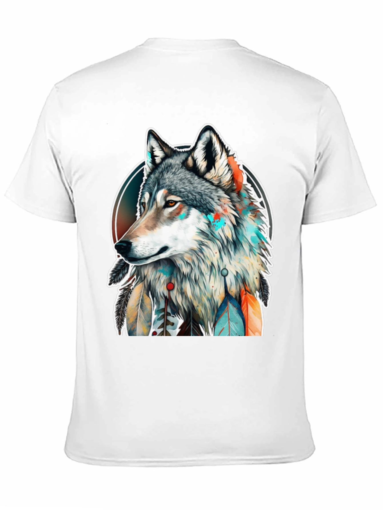 Wolf Spirit Graphic Tee - Artistic Dreamcatcher Design