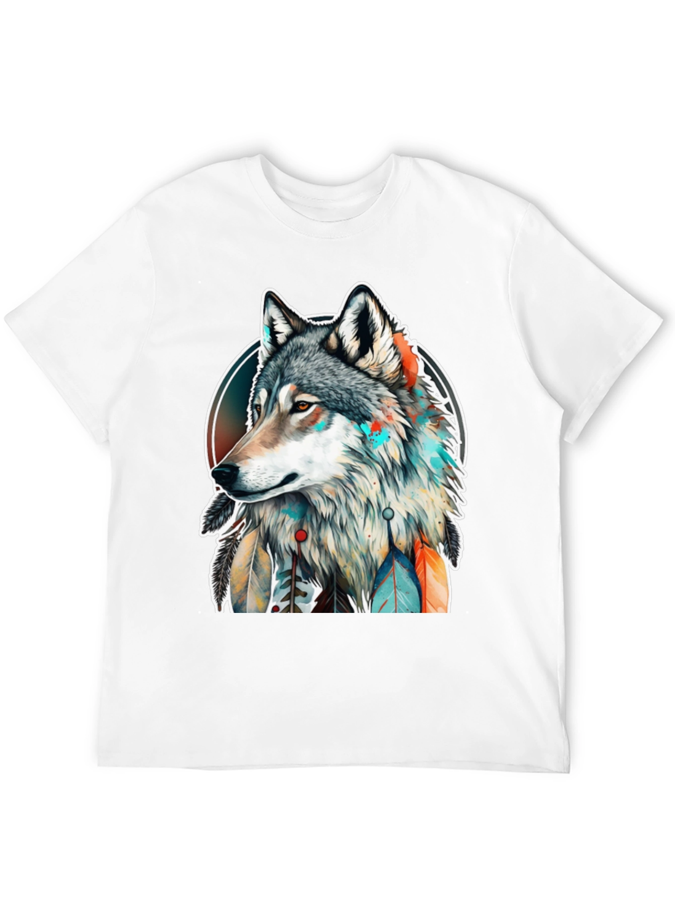 Wolf Spirit Graphic Tee - Artistic Dreamcatcher Design