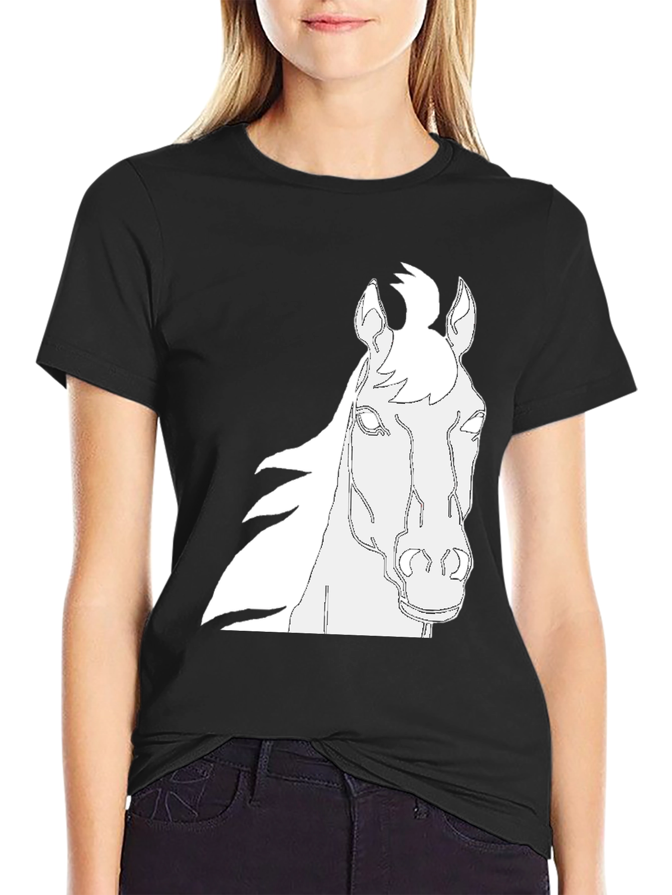 Horse Outline Graphic Black T-Shirt