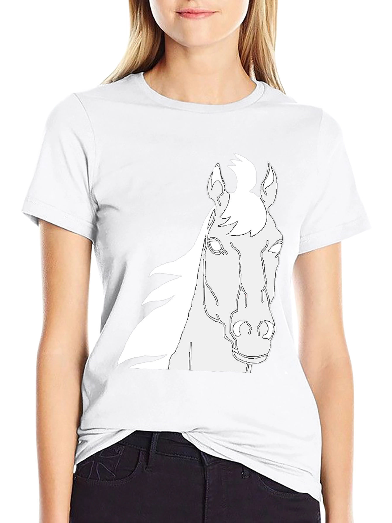 Horse Outline Graphic Black T-Shirt