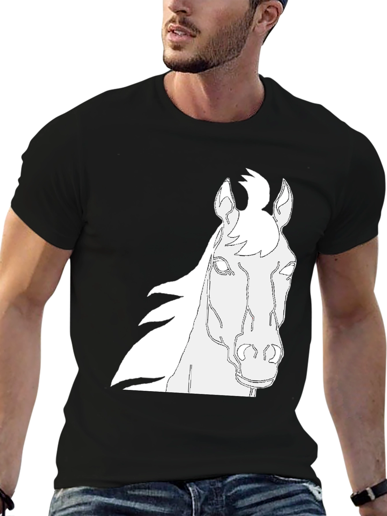 Horse Outline Graphic Black T-Shirt