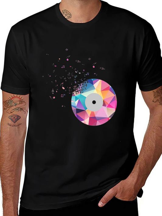 Colorful Geometric Vinyl Record Music Graphic Tee
