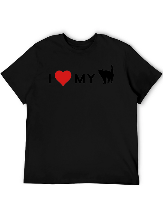 I Heart My Cat T-Shirt - Black Comfortable Fit