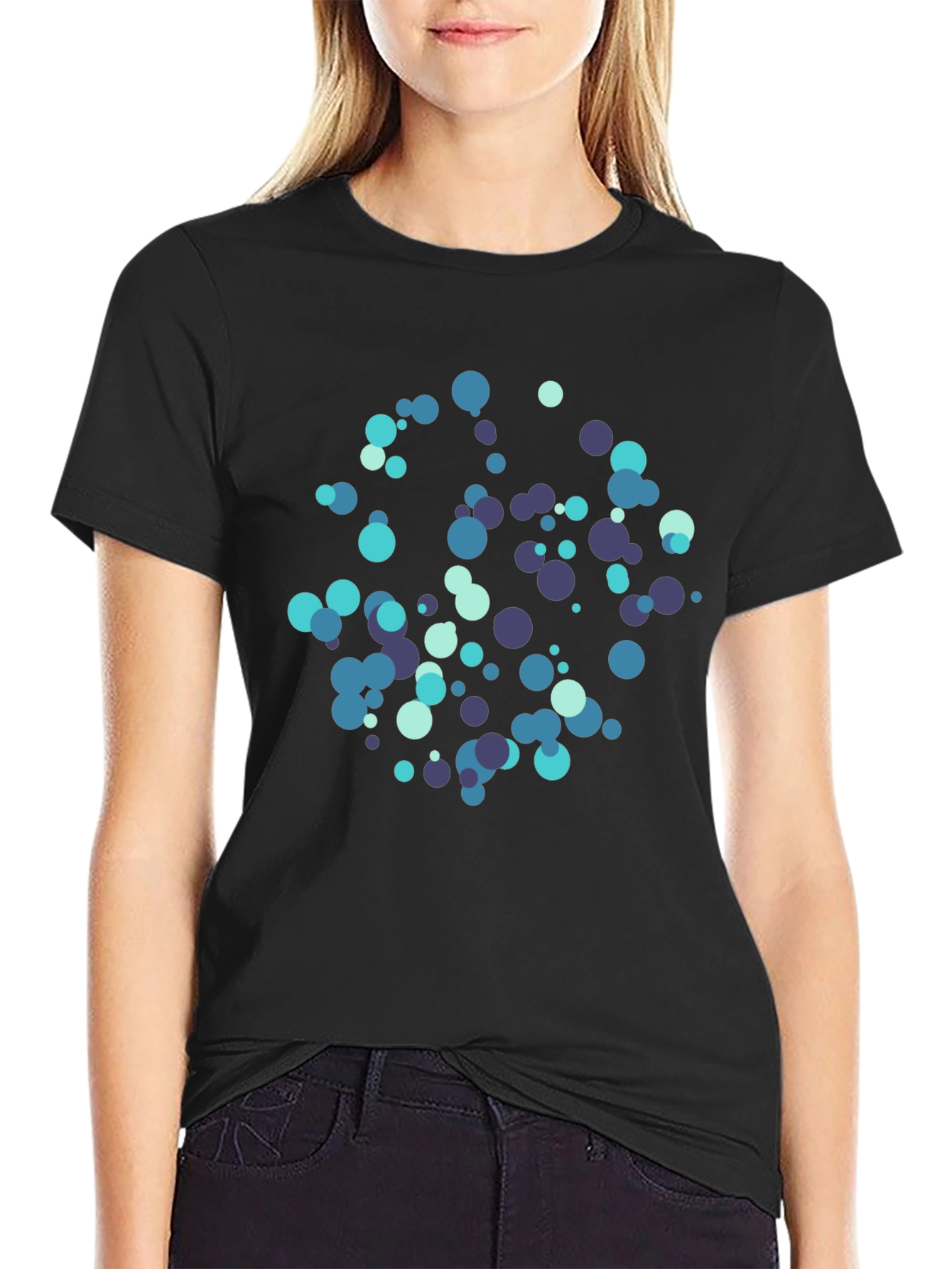Abstract Dot Pattern Black T-Shirt