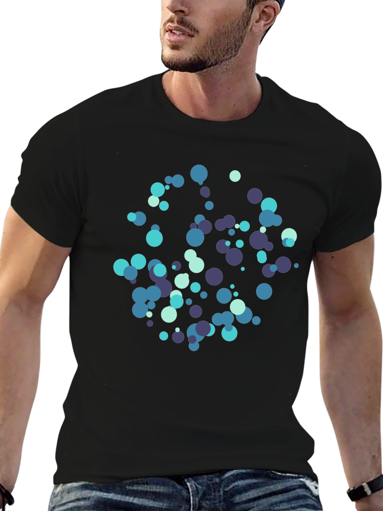 Abstract Dot Pattern Black T-Shirt