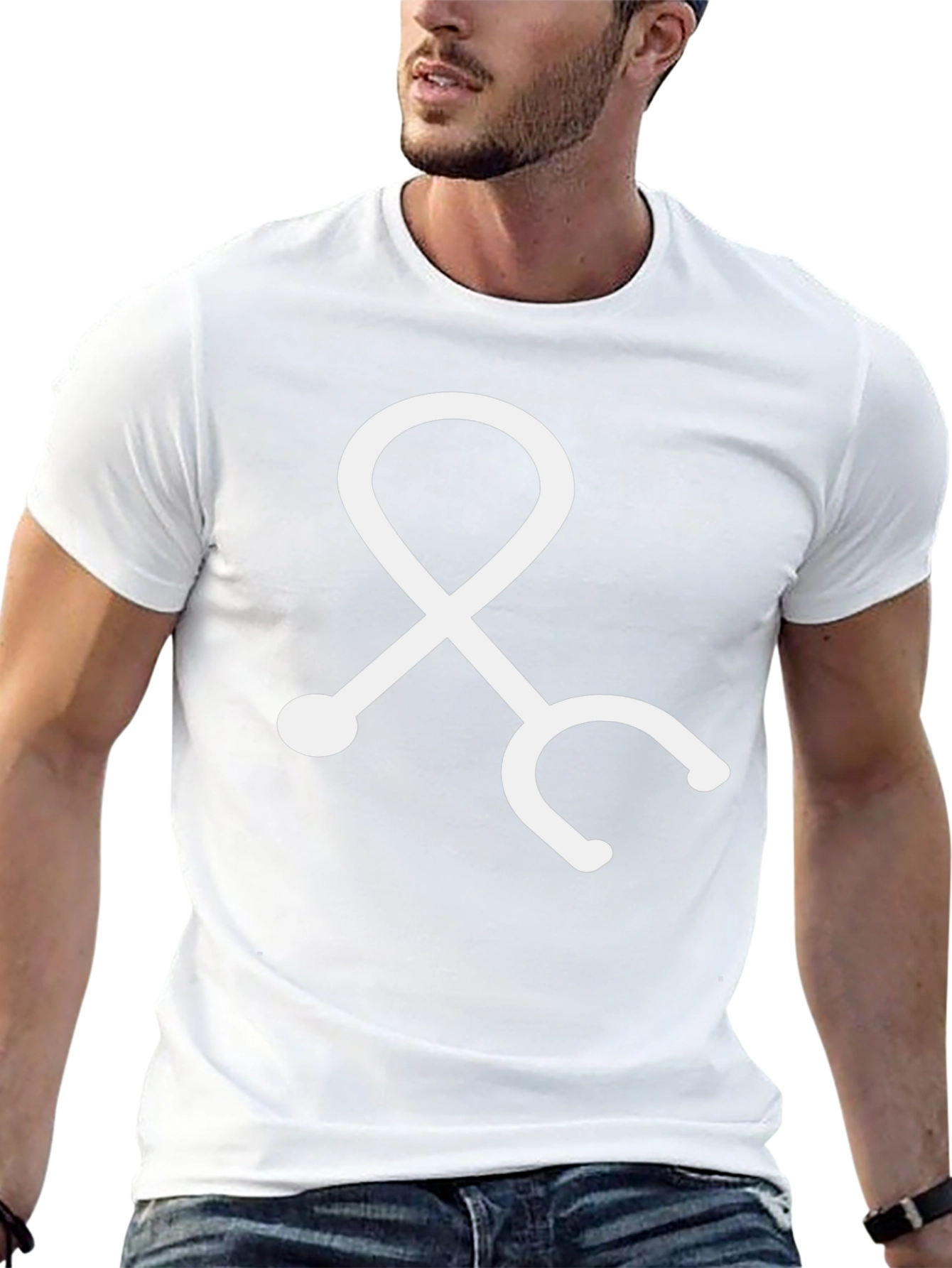 Medical Stethoscope Graphic Tee - Black Cotton Blend