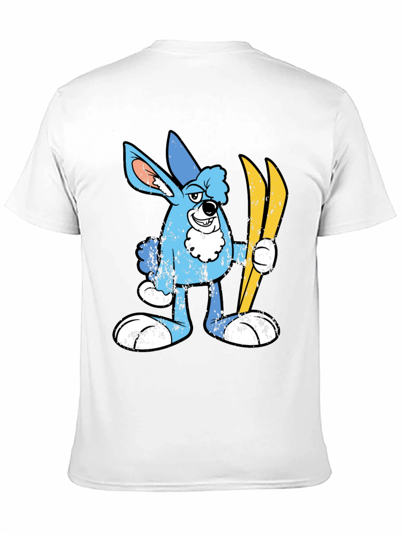 Cartoon Rabbit Skiing Graphic T-Shirt