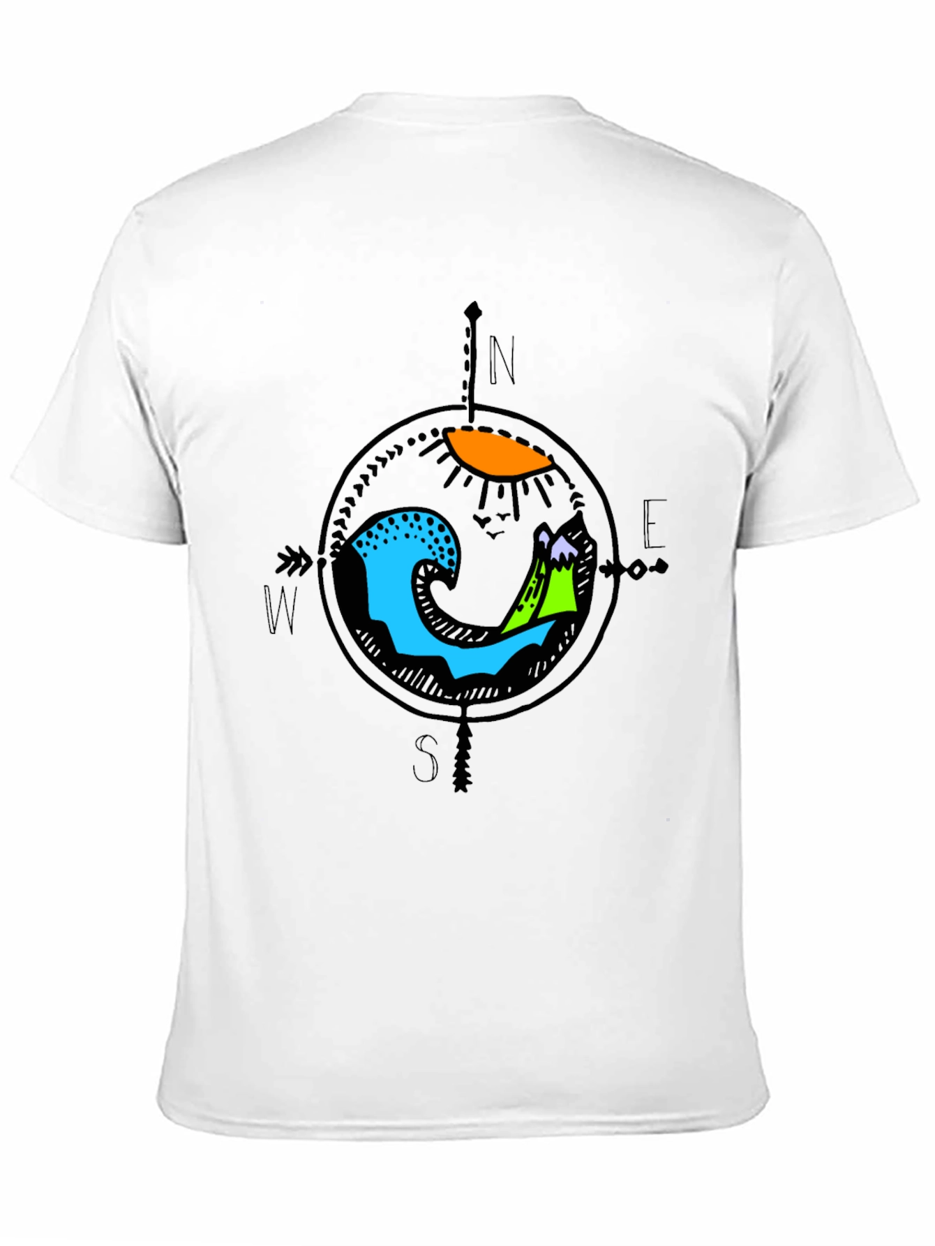 Adventure Compass Graphic Tee - Black Cotton Shirt