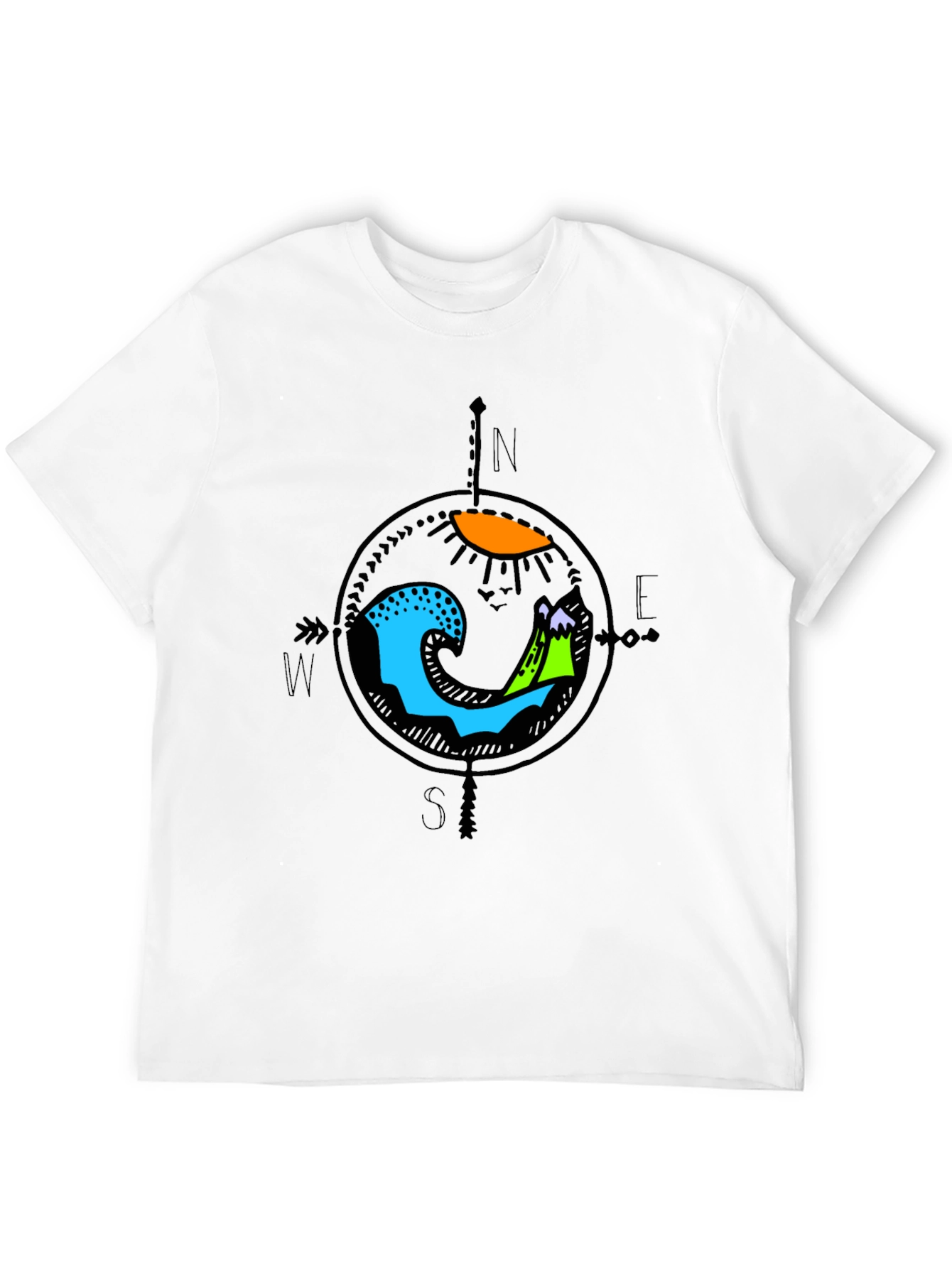 Adventure Compass Graphic Tee - Black Cotton Shirt