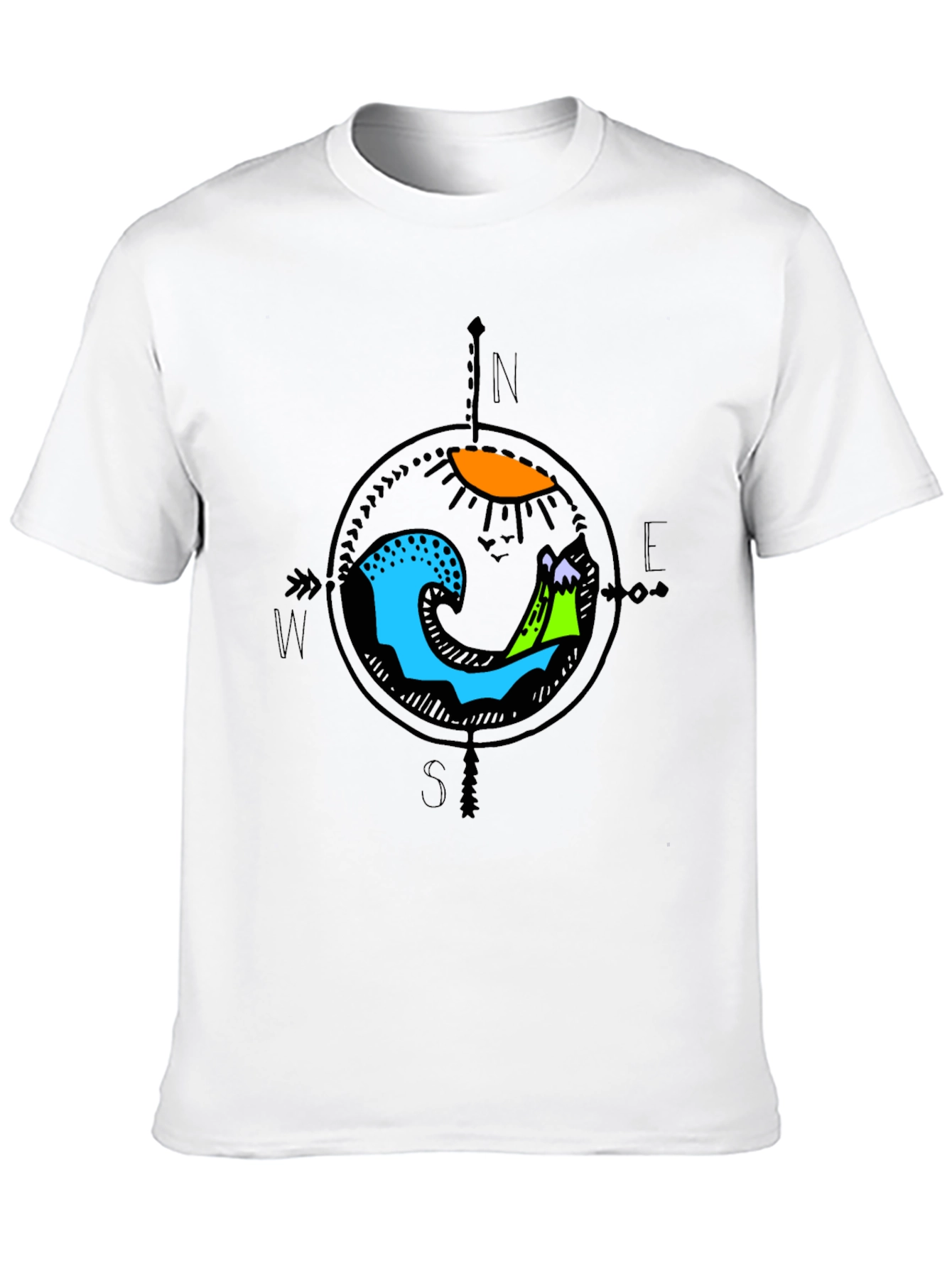 Adventure Compass Graphic Tee - Black Cotton Shirt
