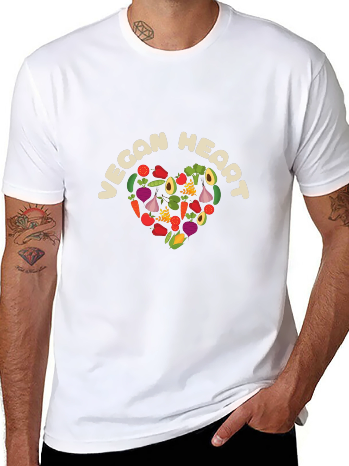 Vegan Heart Graphic Tee - Unisex Black T-Shirt