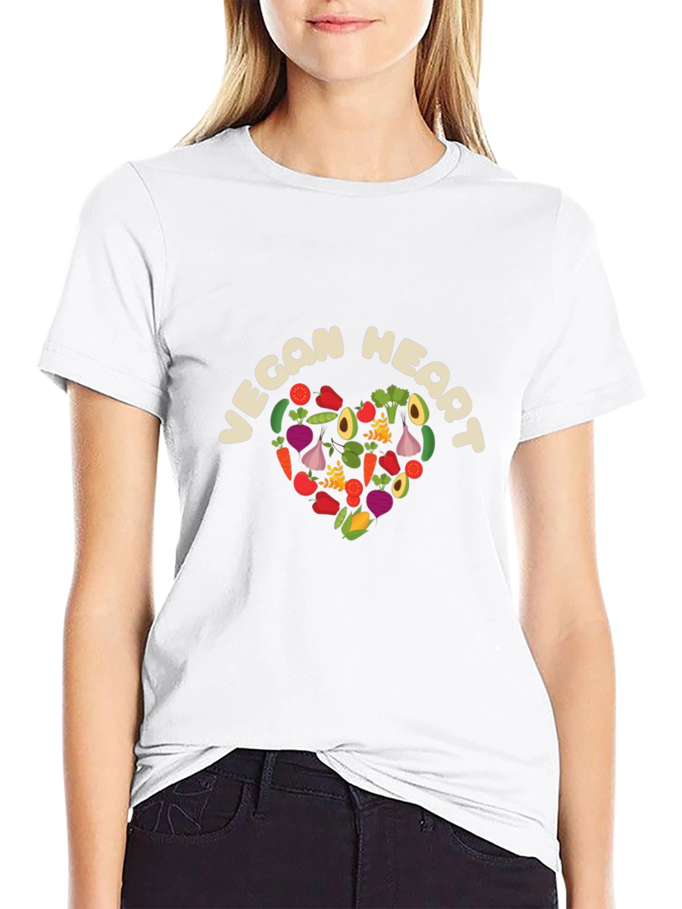 Vegan Heart Graphic Tee - Unisex Black T-Shirt