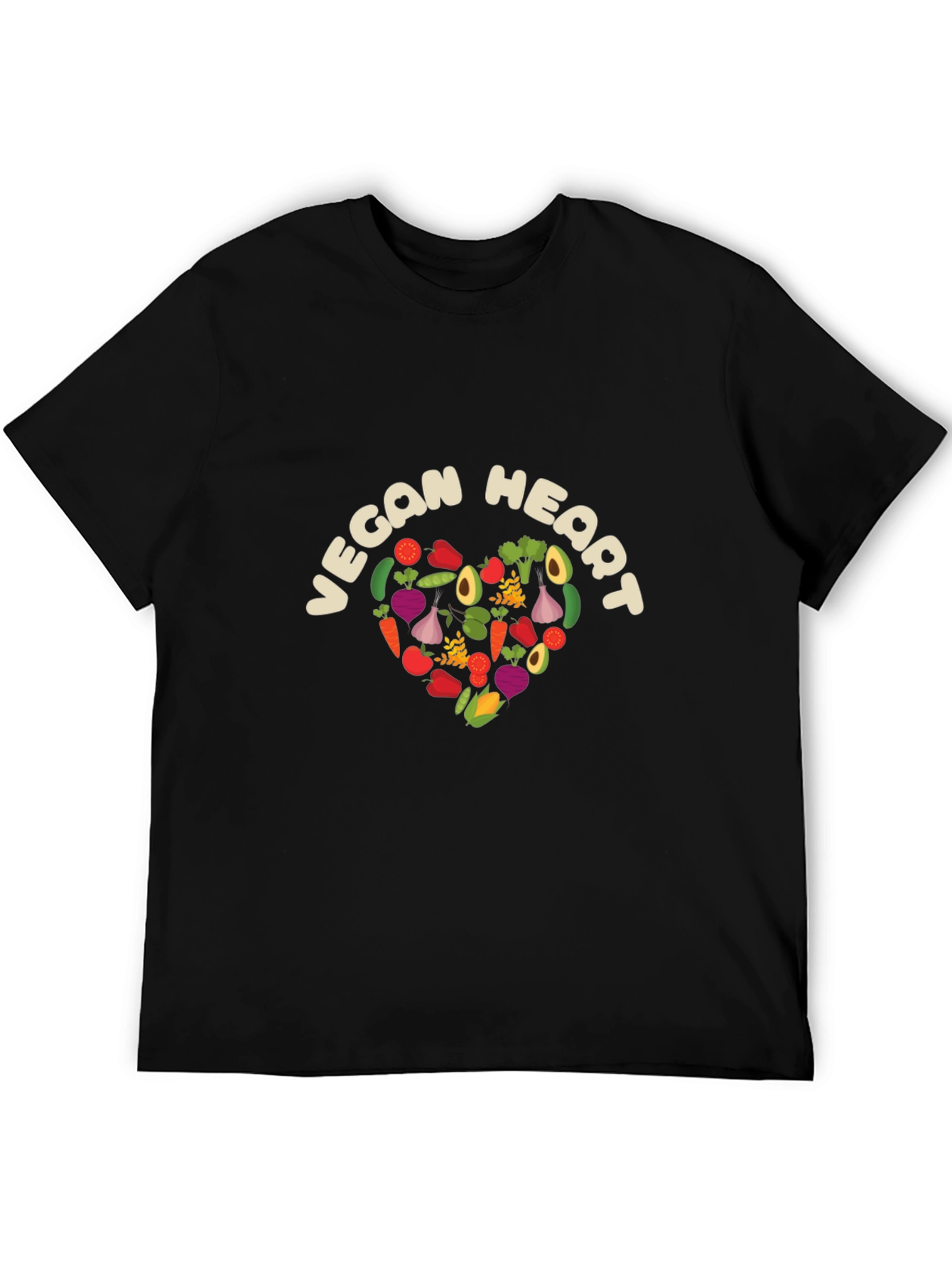 Vegan Heart Graphic Tee - Unisex Black T-Shirt