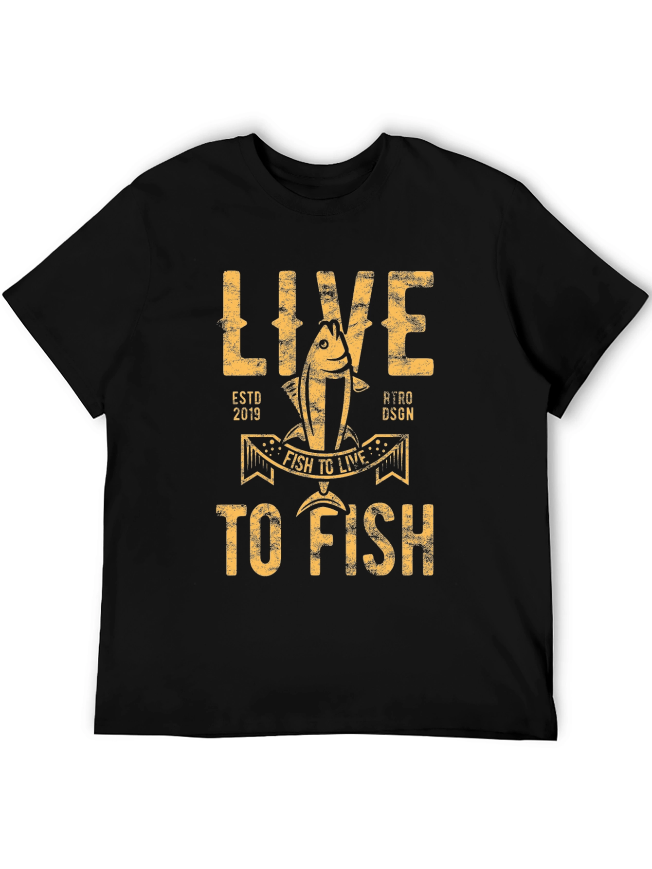 Live to Fish Graphic T-Shirt - Black Cotton Tee