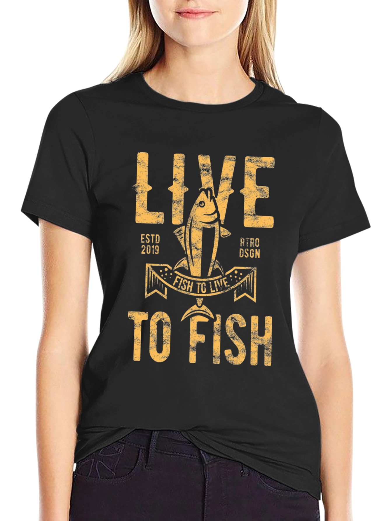 Live to Fish Graphic T-Shirt - Black Cotton Tee