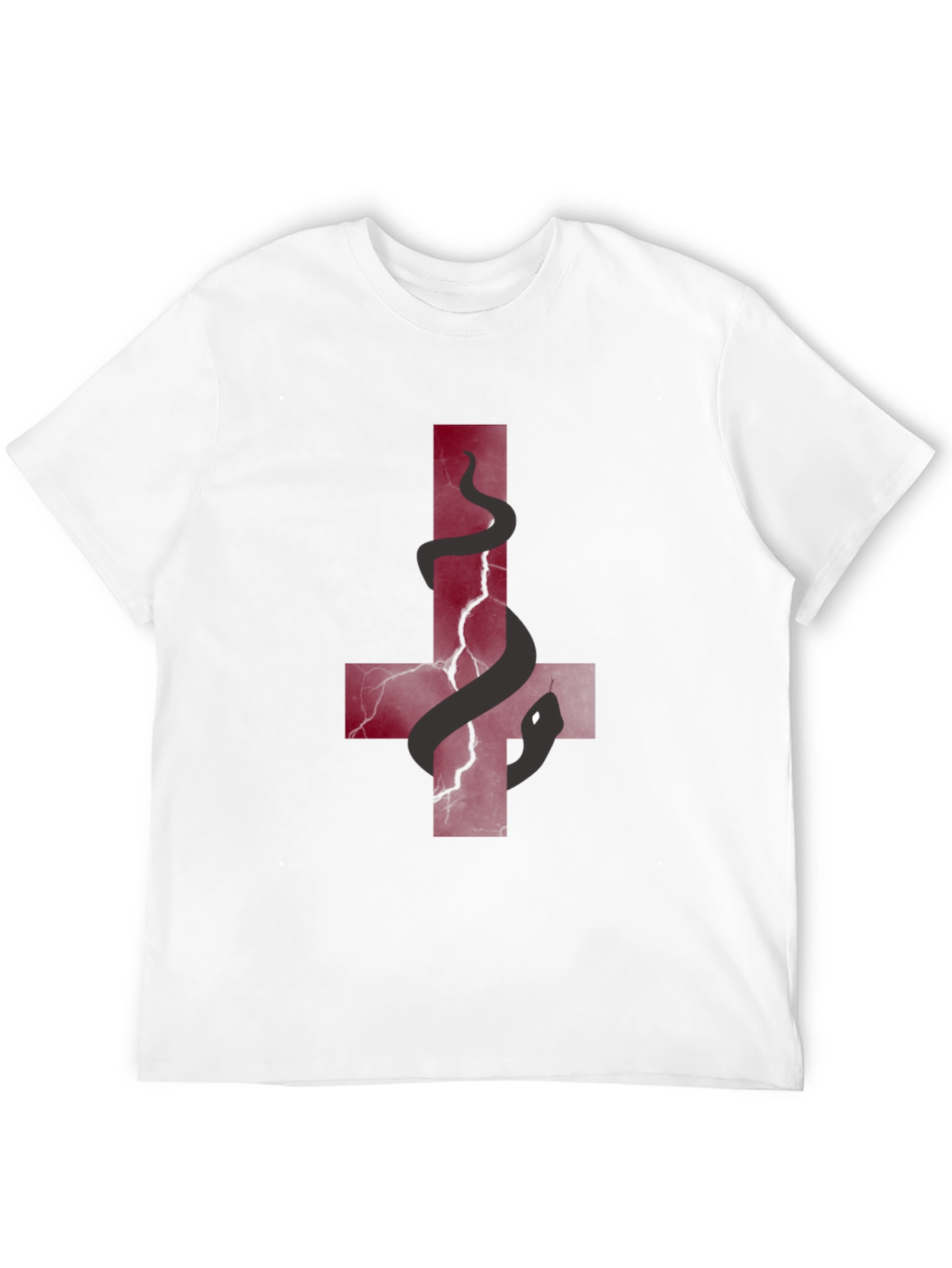 Inverted Cross Snake Graphic Tee - Black Cotton