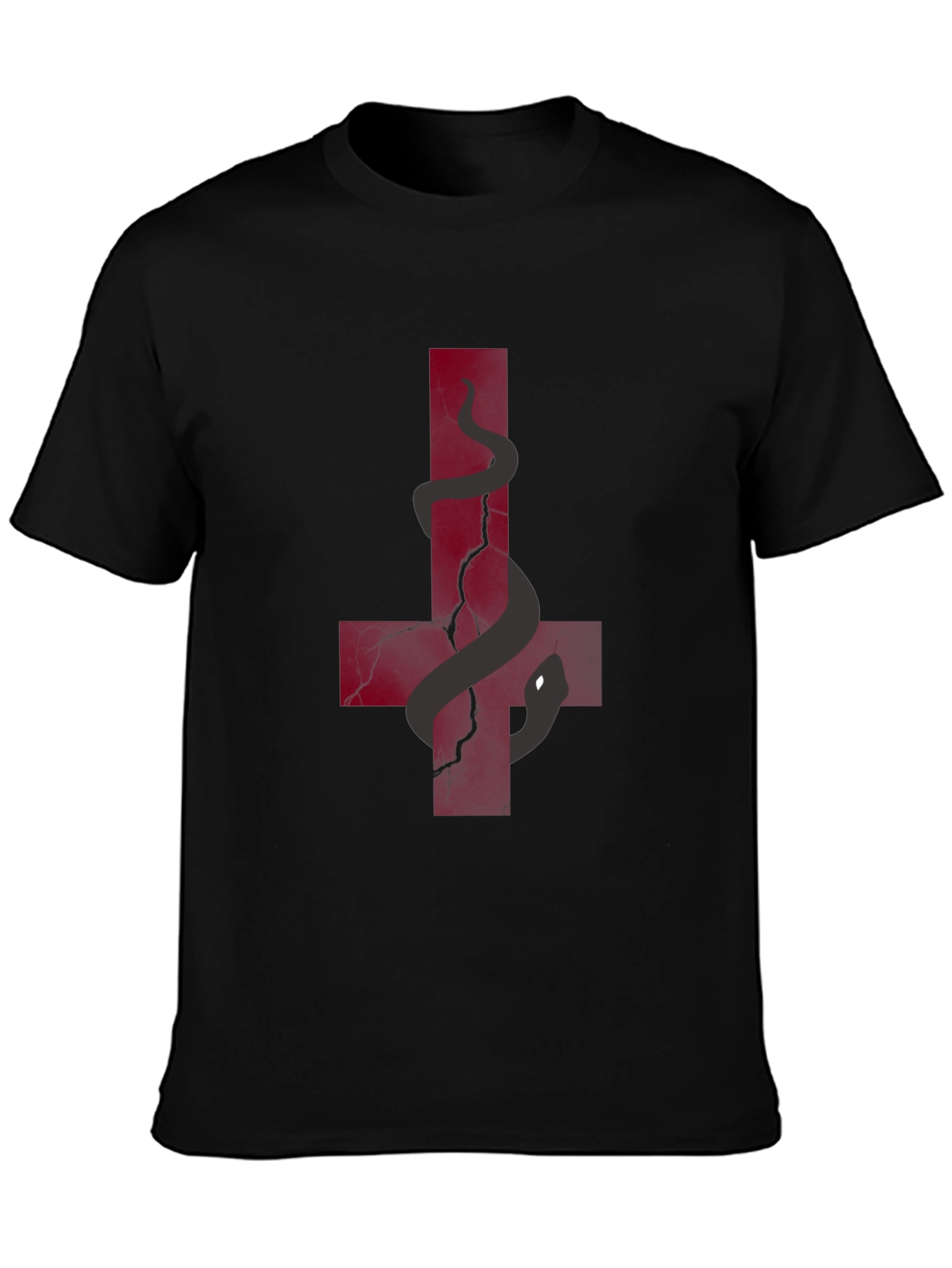Inverted Cross Snake Graphic Tee - Black Cotton