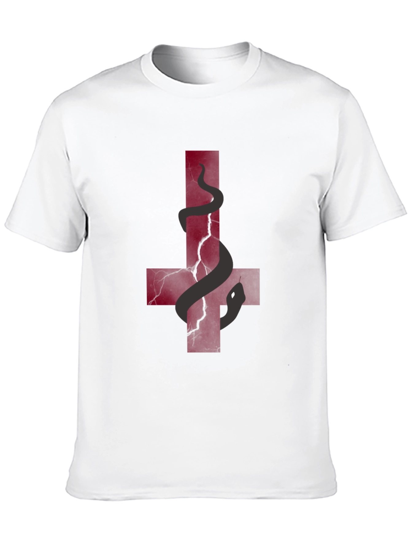 Inverted Cross Snake Graphic Tee - Black Cotton