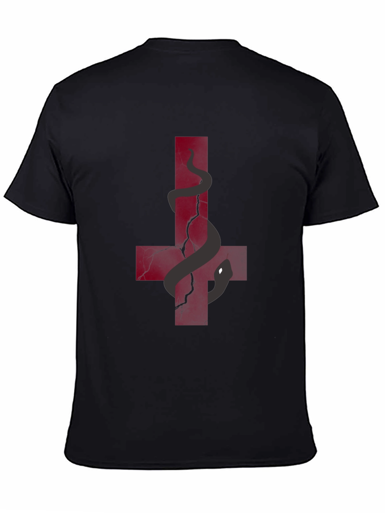Inverted Cross Snake Graphic Tee - Black Cotton