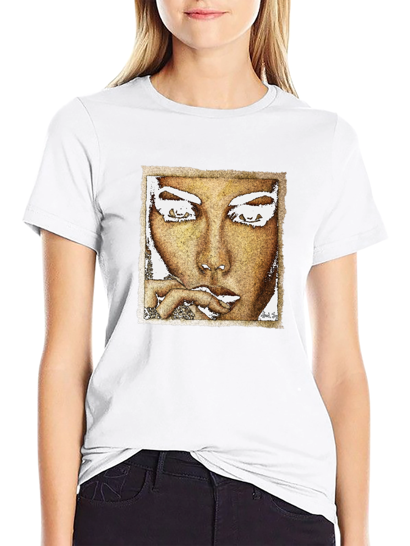 Abstract Face Graphic Black T-Shirt