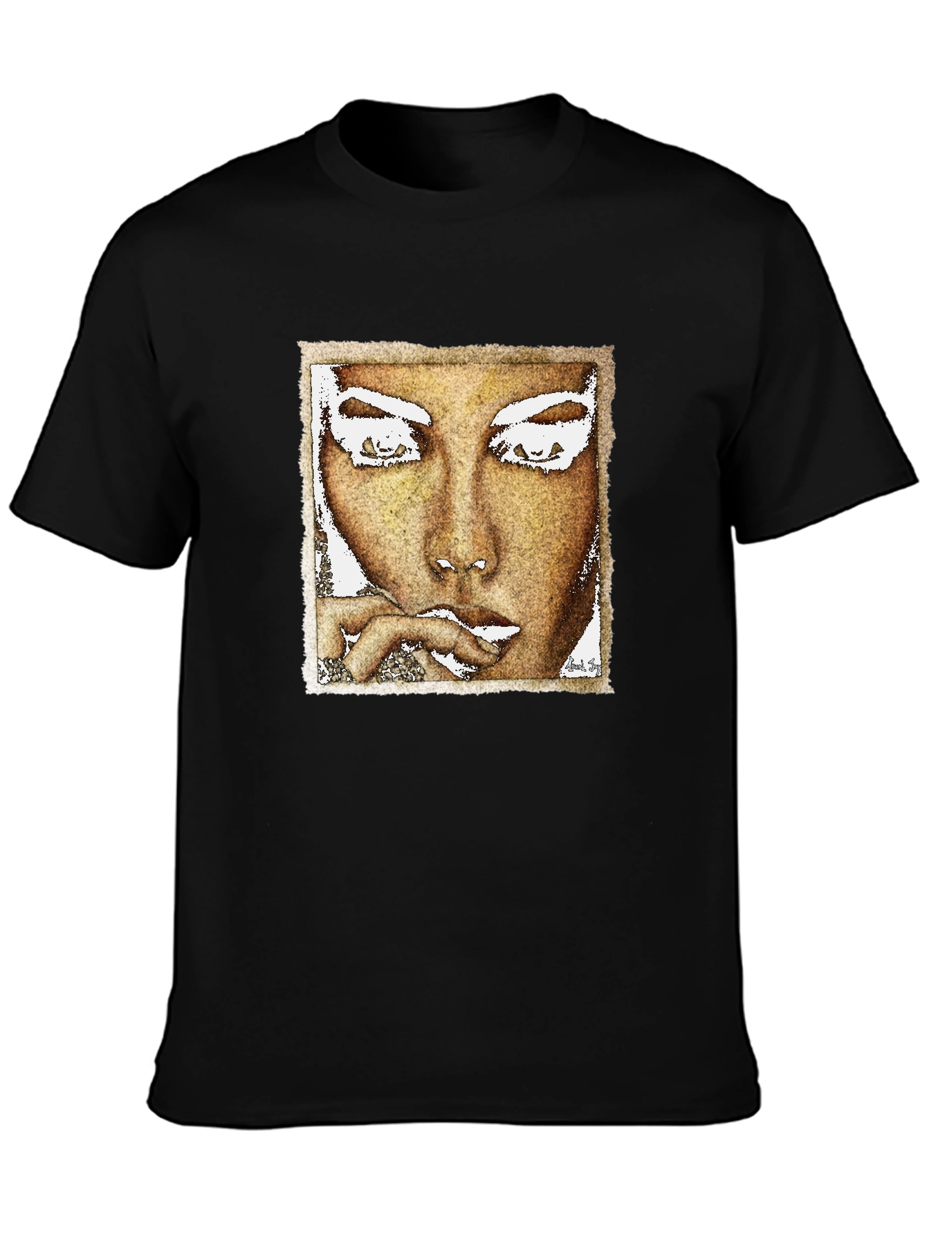 Abstract Face Graphic Black T-Shirt