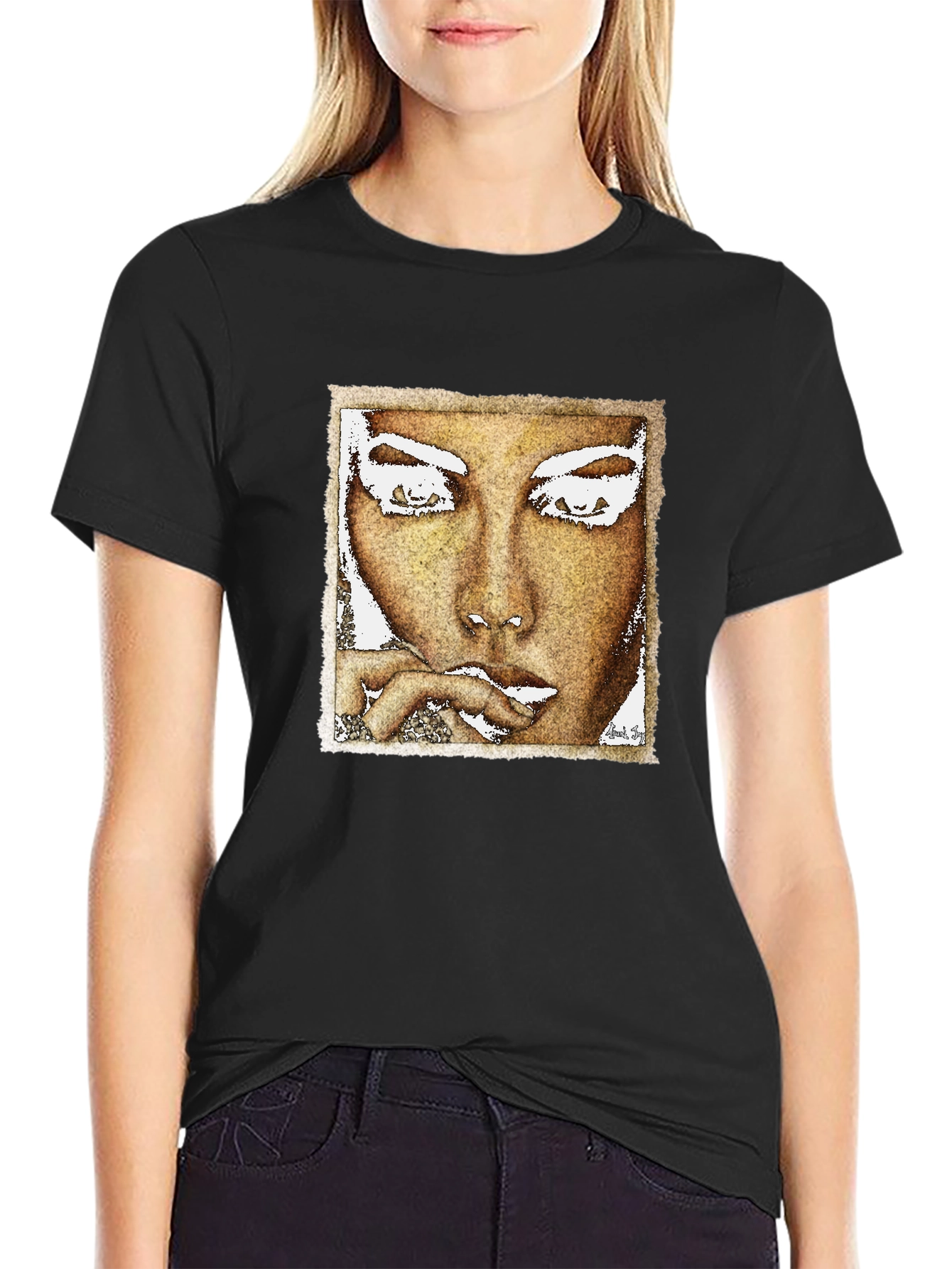 Abstract Face Graphic Black T-Shirt