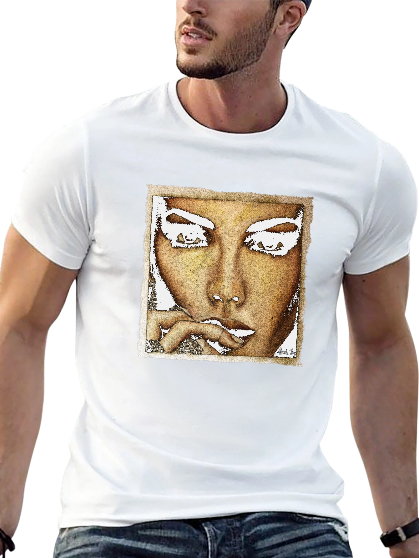 Abstract Face Graphic Black T-Shirt