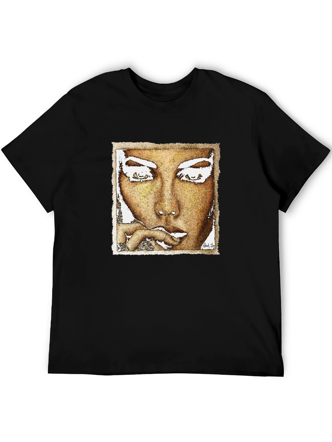 Abstract Face Graphic Black T-Shirt