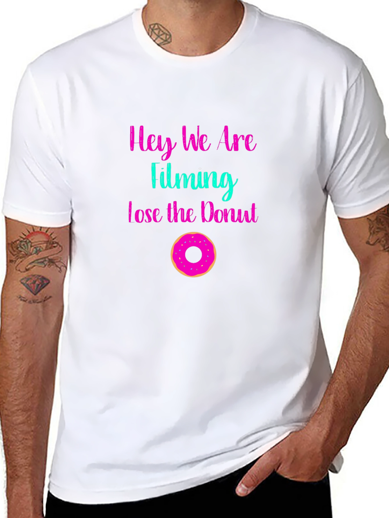 Hey We Are Filming Lose the Donut Graphic Tee