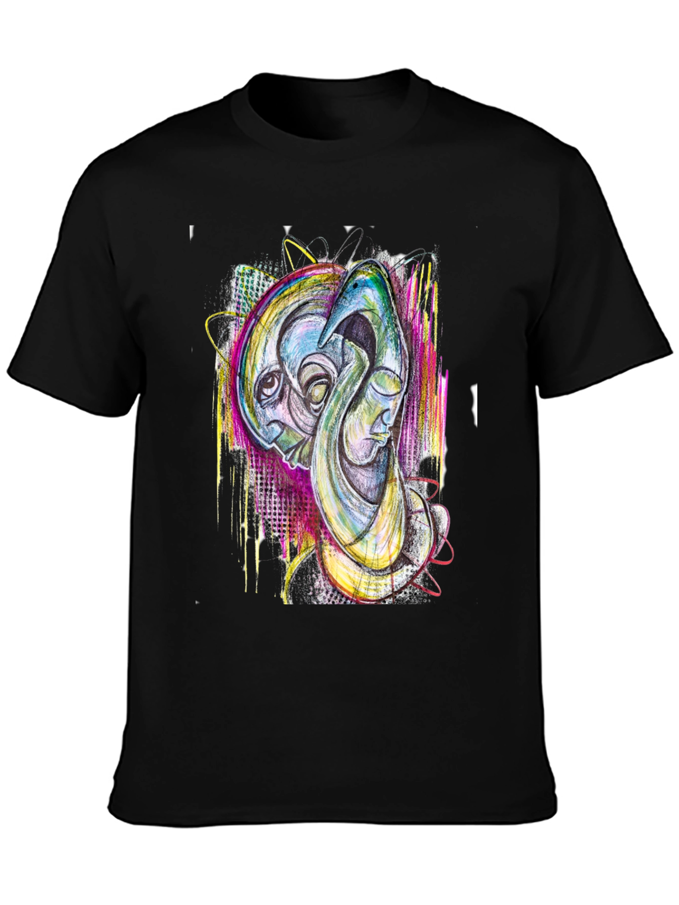 Abstract Art Print Black T-Shirt