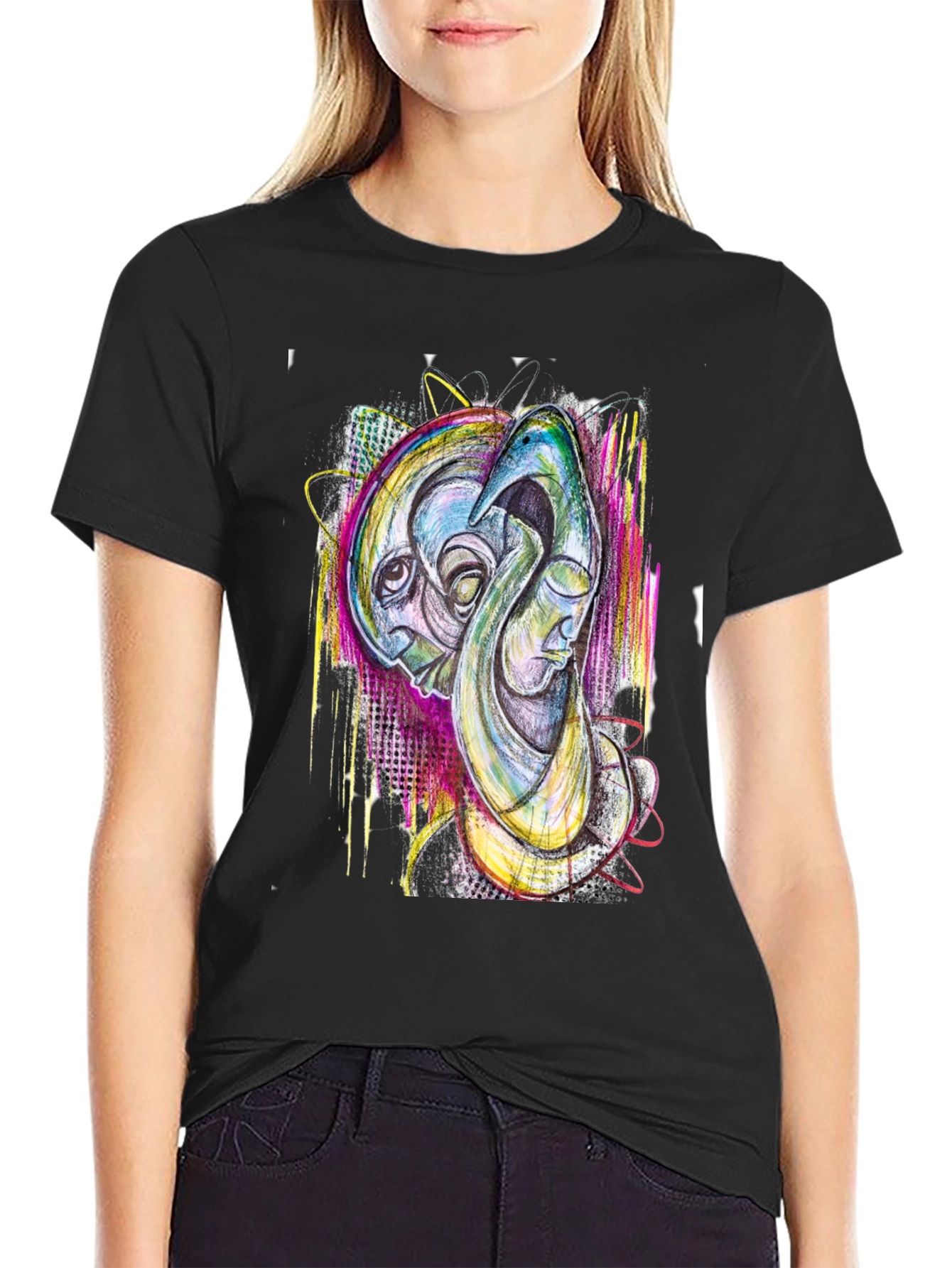 Abstract Art Print Black T-Shirt