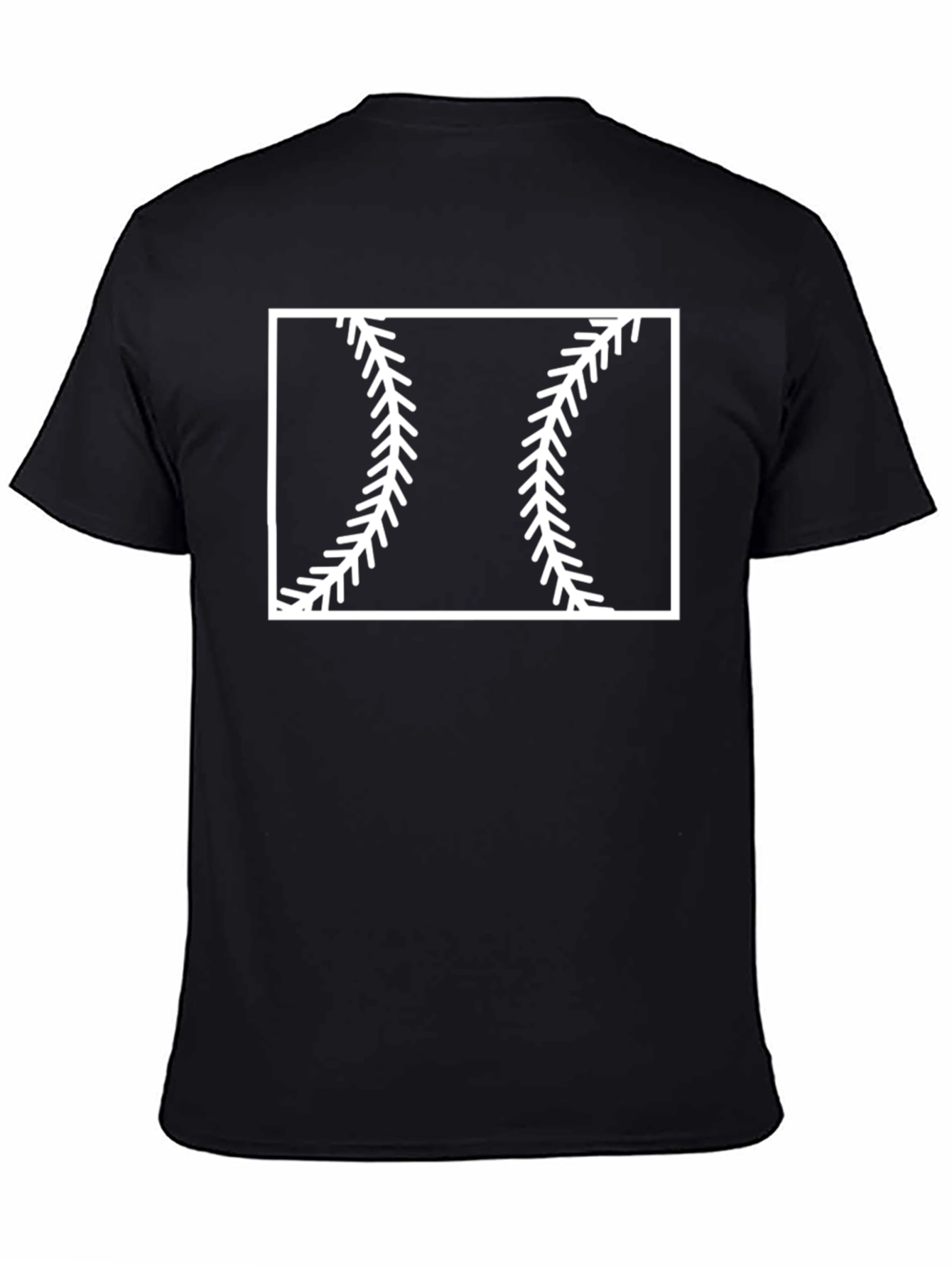 Baseball Stitch Graphic Tee - Black Cotton Casual Shirt