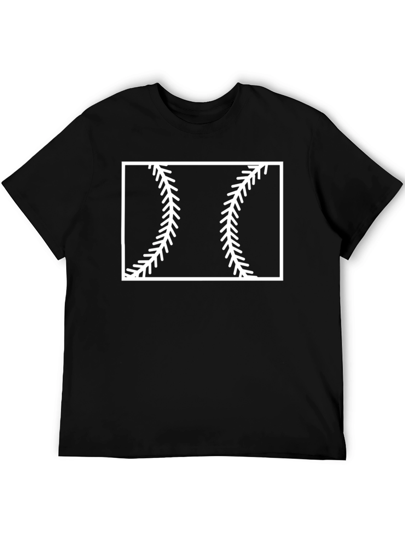 Baseball Stitch Graphic Tee - Black Cotton Casual Shirt