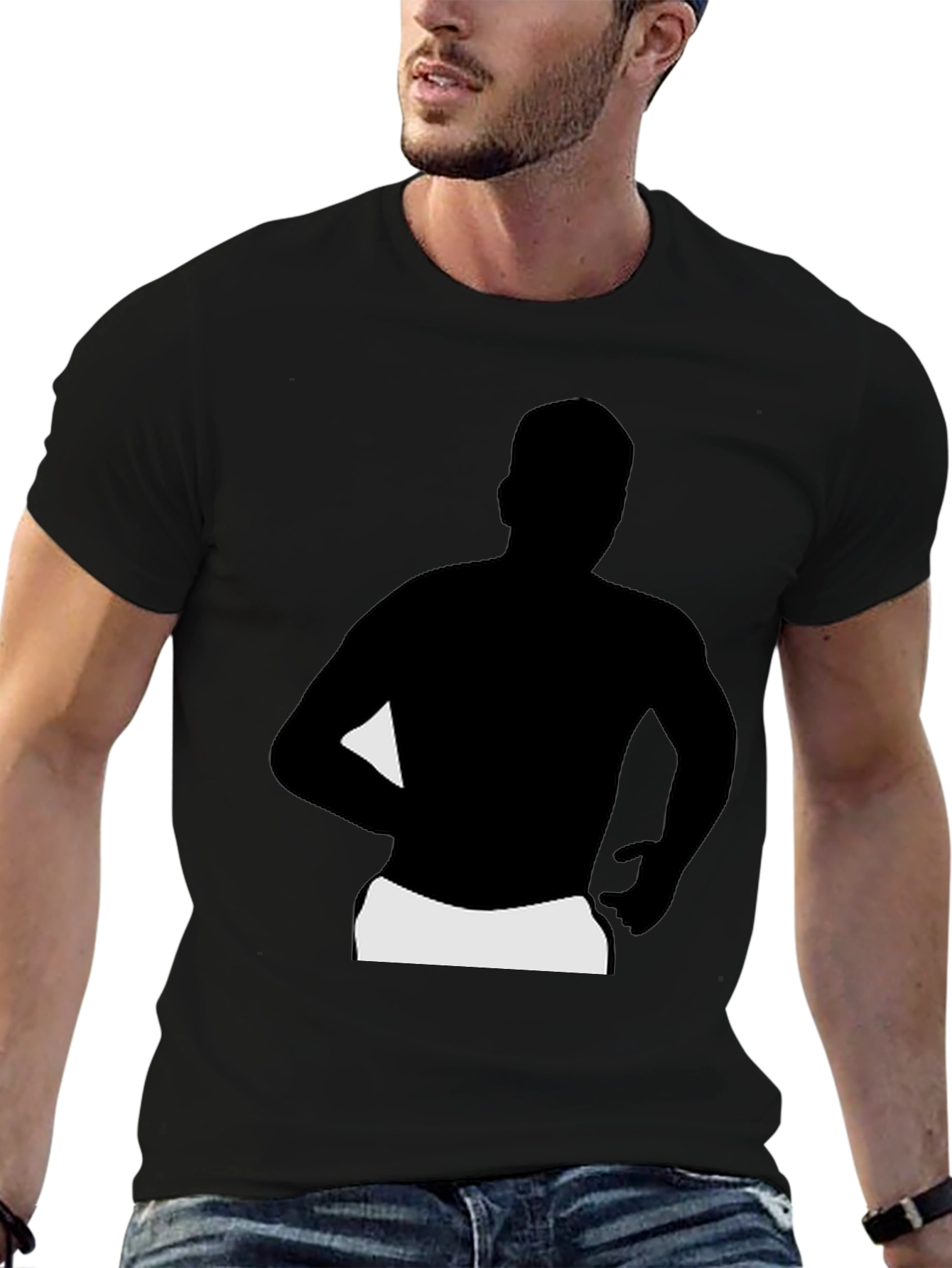 Black T-Shirt with Silhouette Graphic