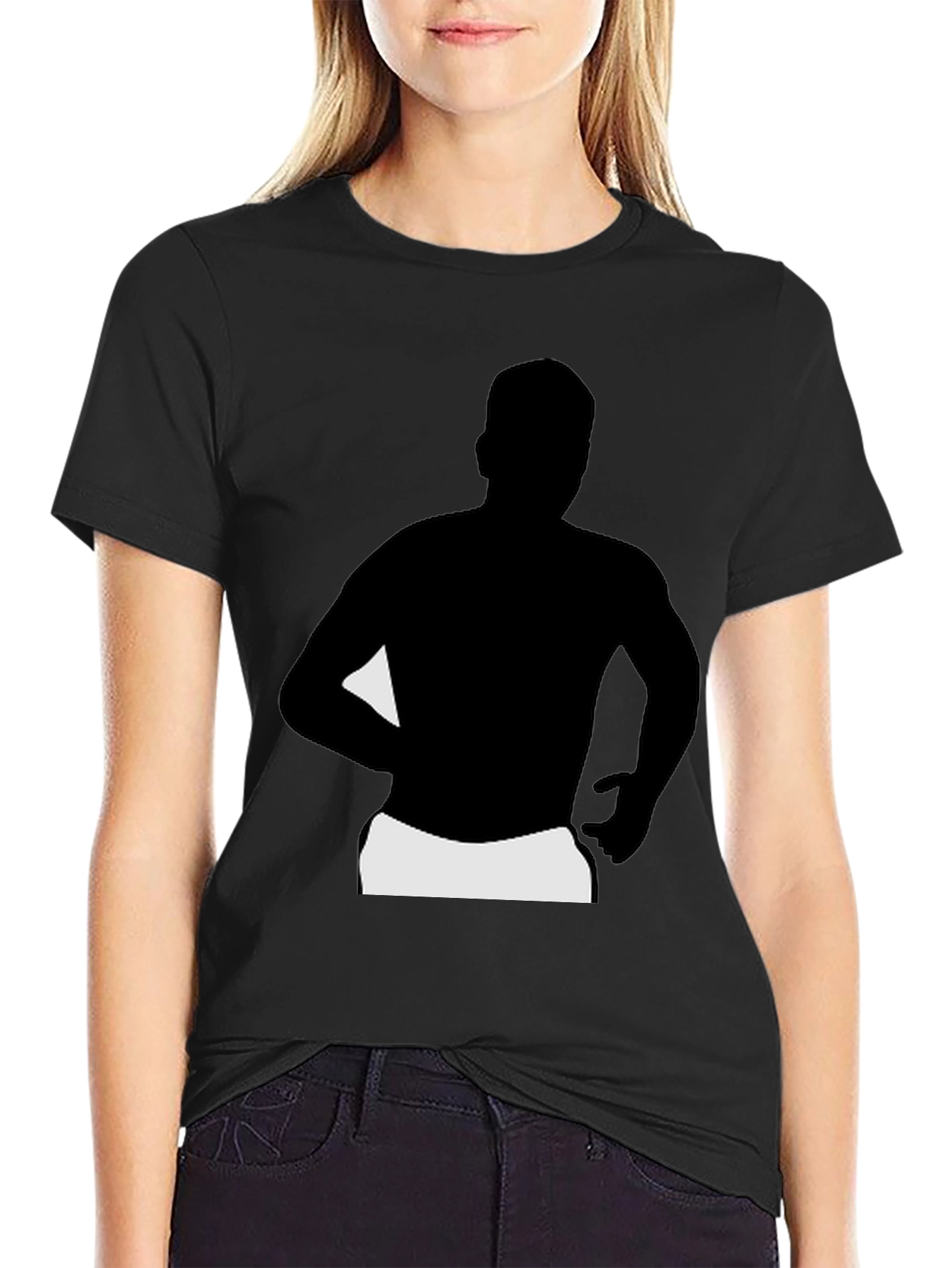 Black T-Shirt with Silhouette Graphic