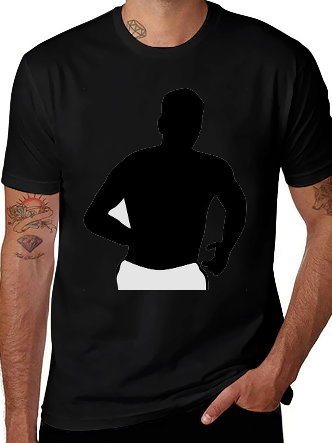 Black T-Shirt with Silhouette Graphic