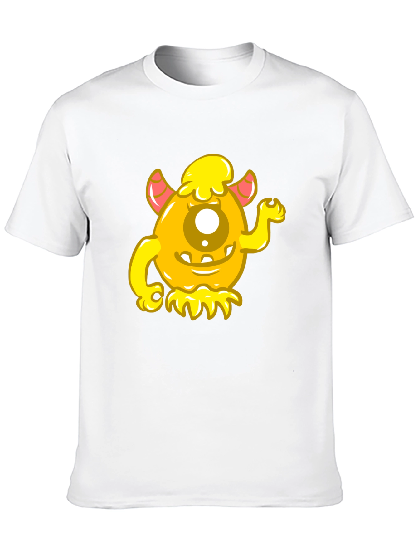 Funny Yellow Monster Graphic Tee - Black Cotton Shirt
