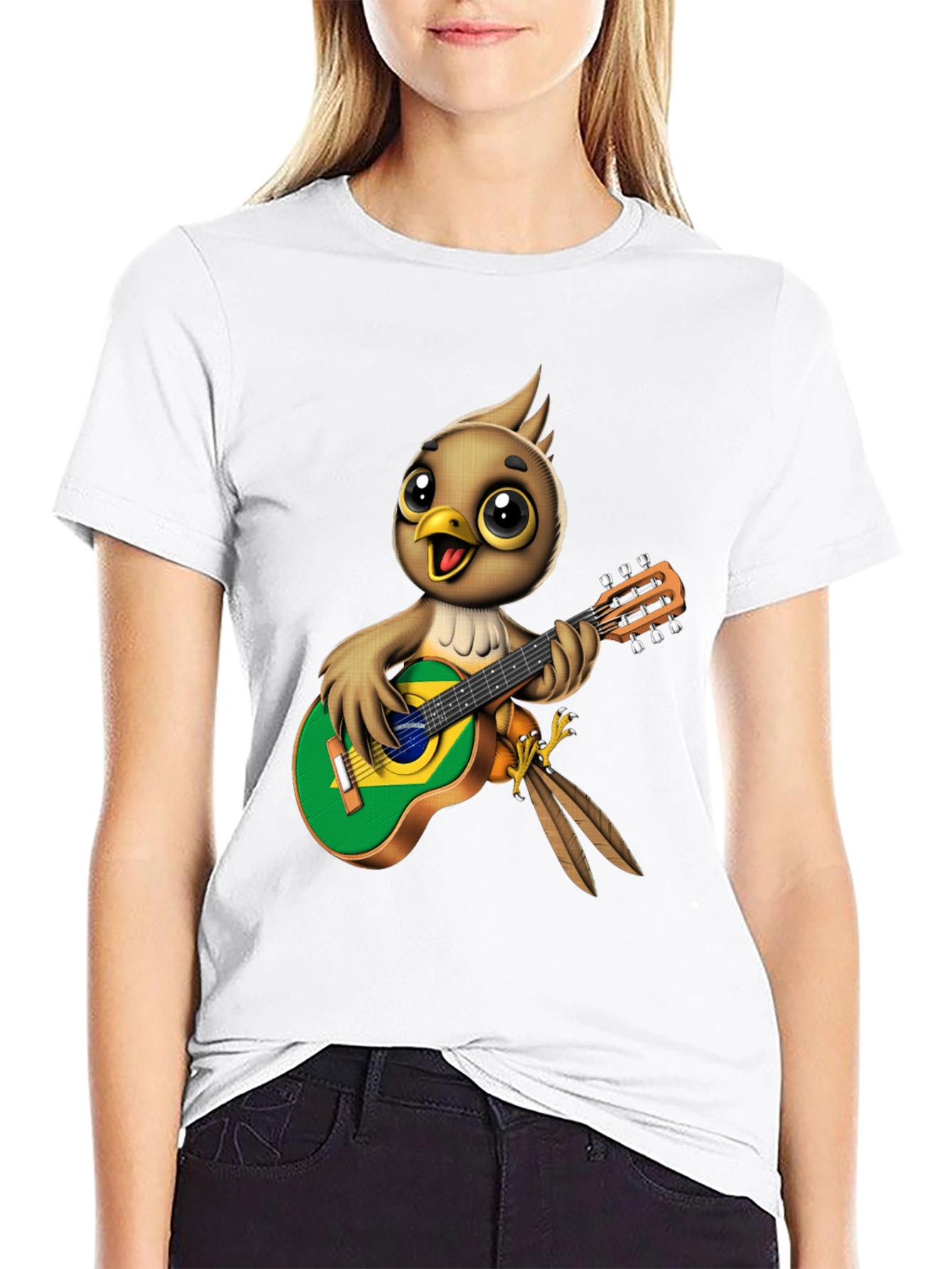 Bird Playing Guitar T-Shirt - Novelty Music Tee