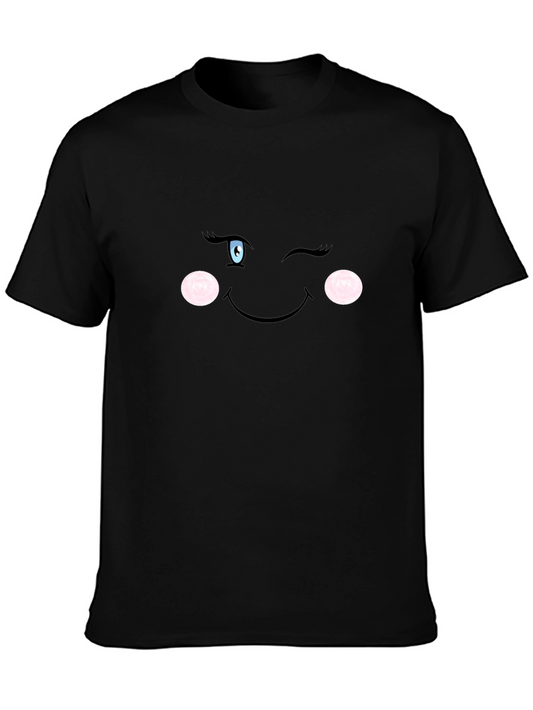 Winking Face Graphic Black T-Shirt