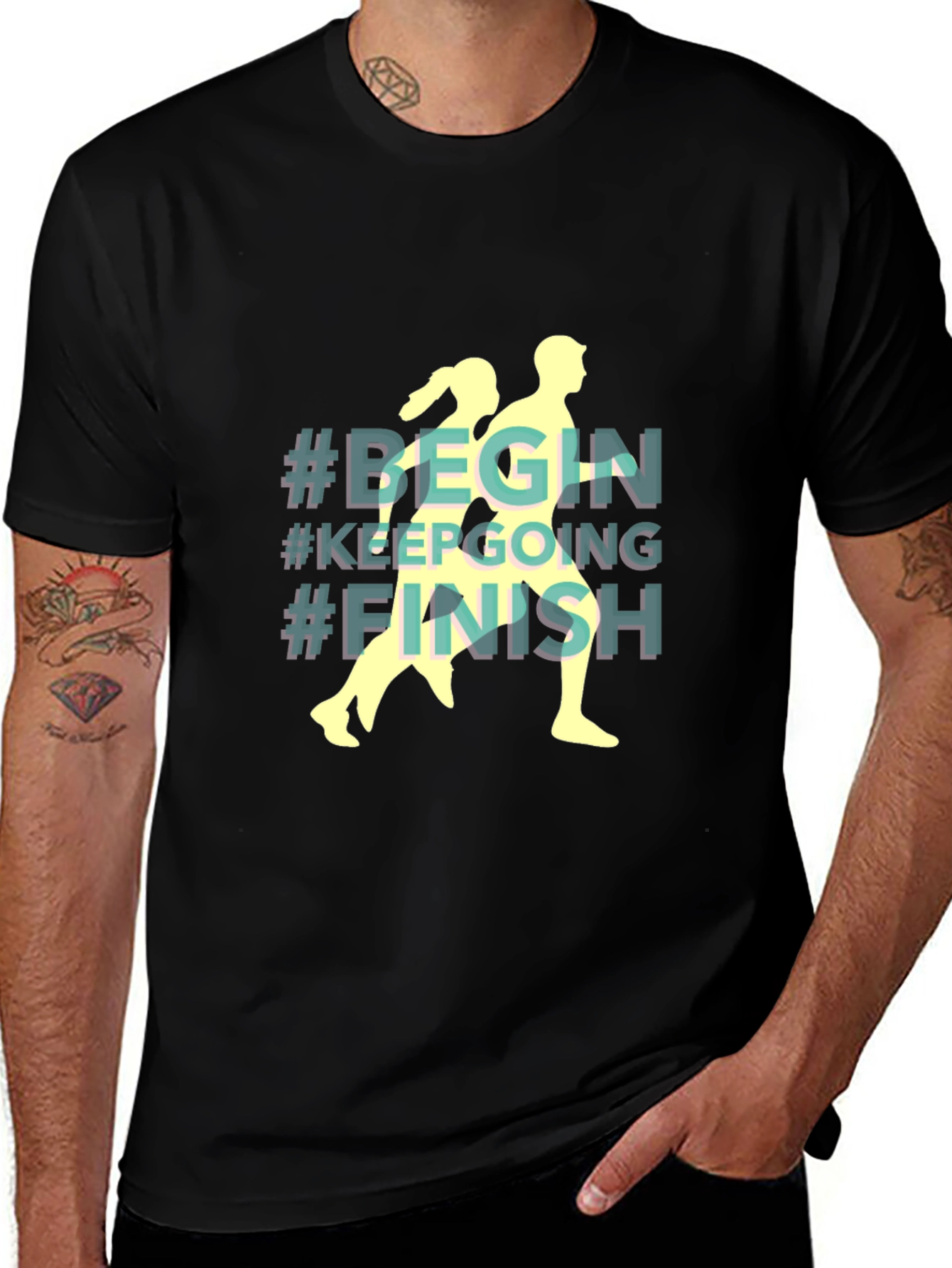 Begin Keep Going Finish Black T-Shirt