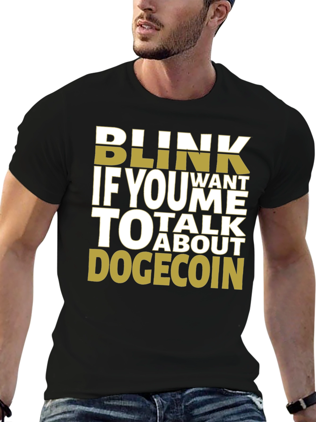 Blink If You Want To Talk Dogecoin Black Tee