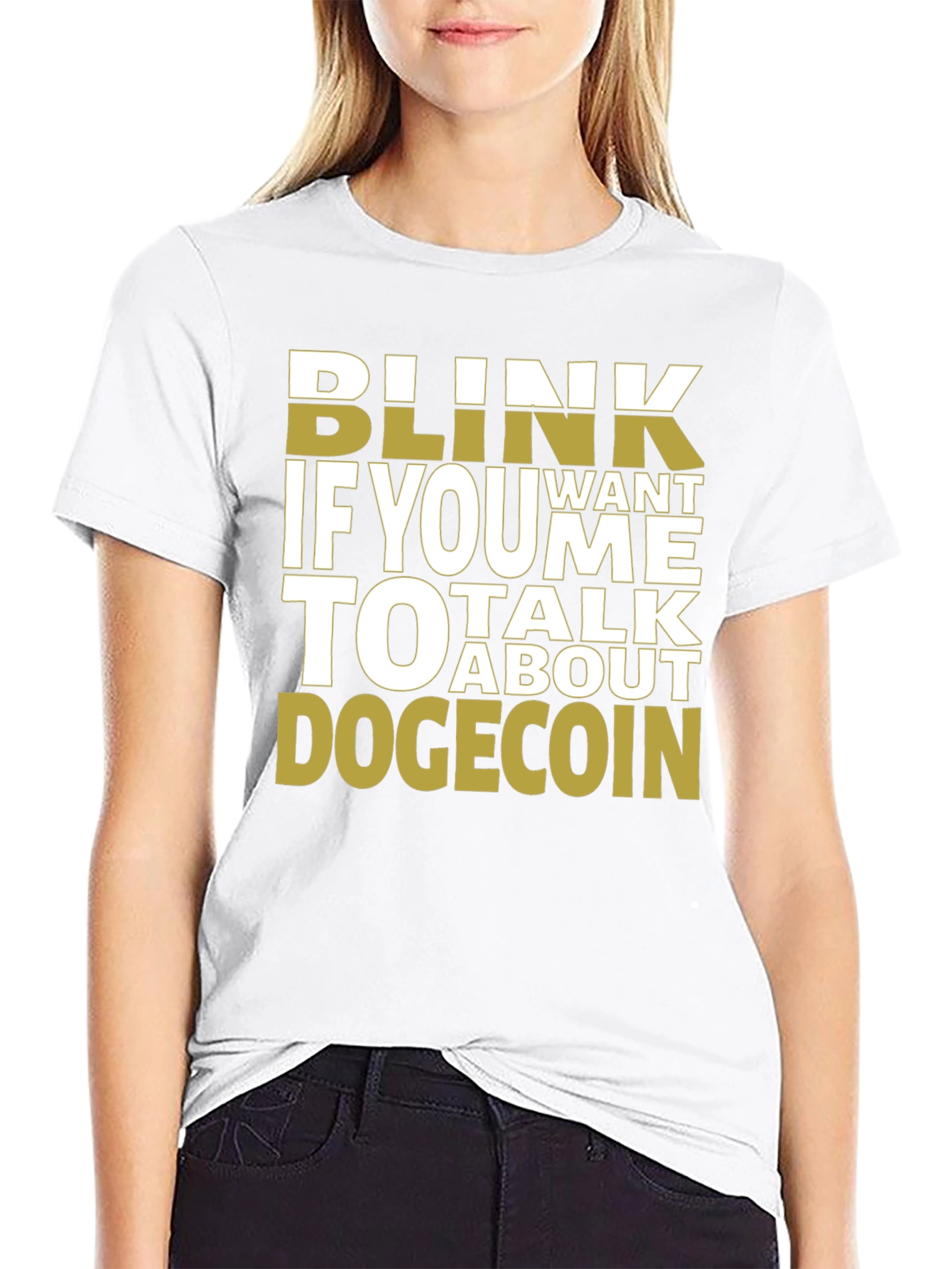 Blink If You Want To Talk Dogecoin Black Tee