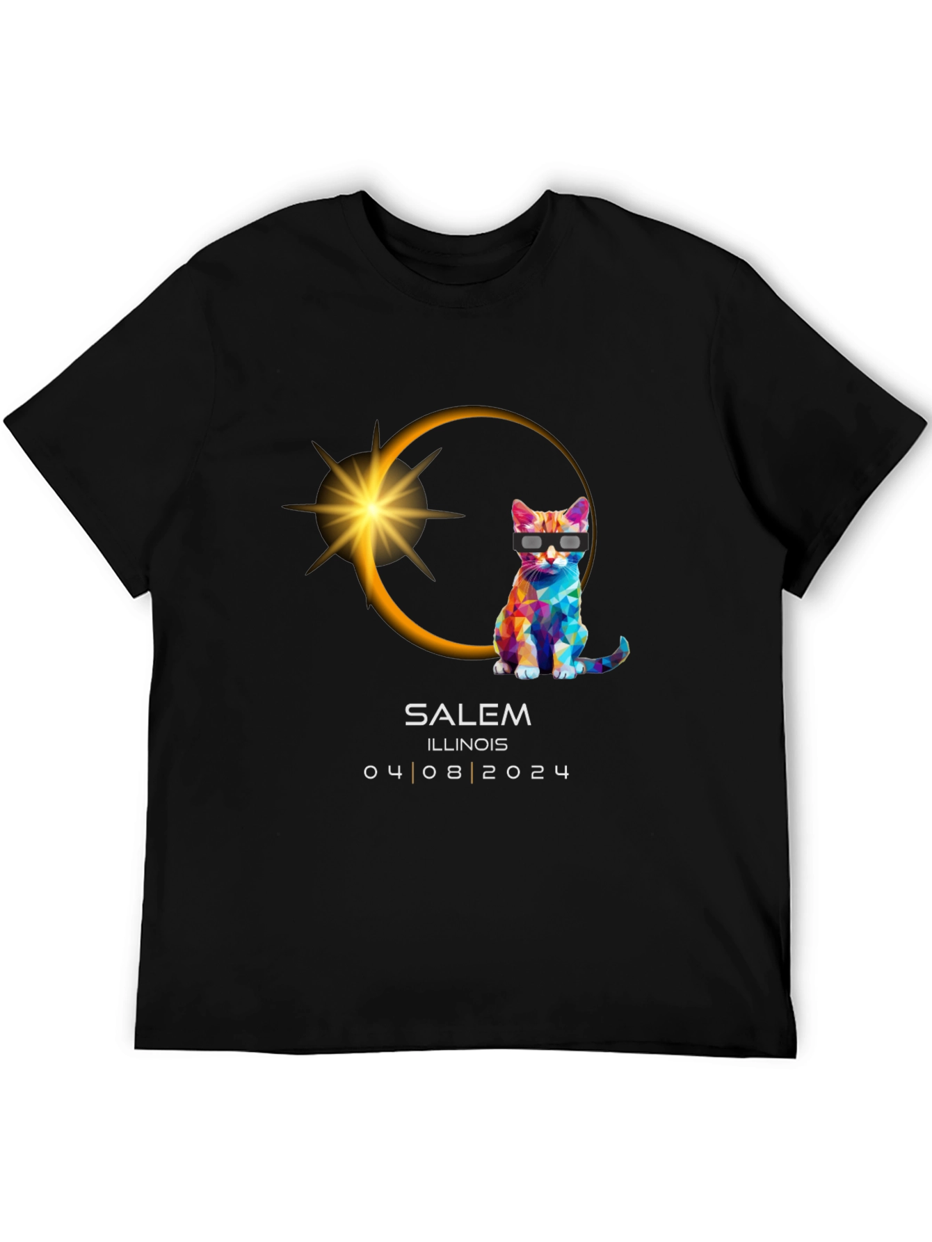 Salem Illinois Eclipse 2024 Cat T-Shirt