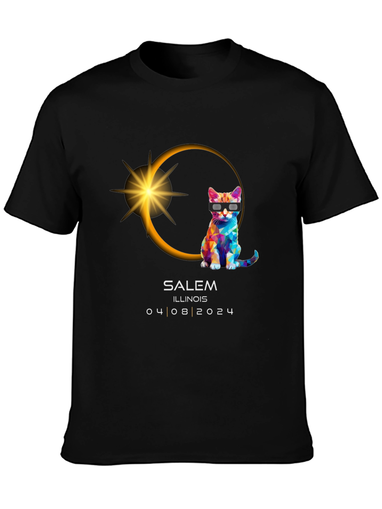 Salem Illinois Eclipse 2024 Cat T-Shirt