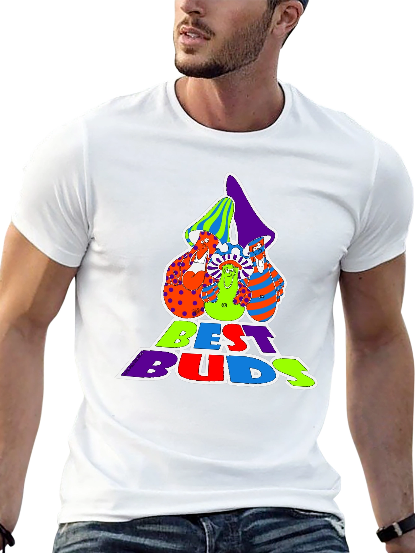 Best Buds Graphic Tee - Groovy Mushroom Design