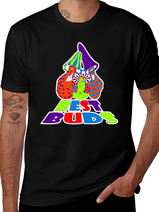 Best Buds Graphic Tee - Groovy Mushroom Design